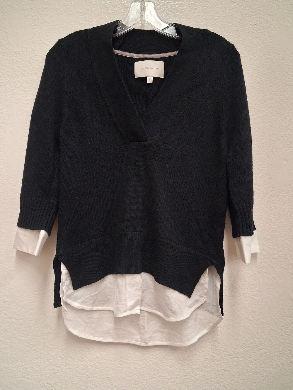 Brochu Walker The Looker Layered V Neck Sweater Wool Cashmere Small